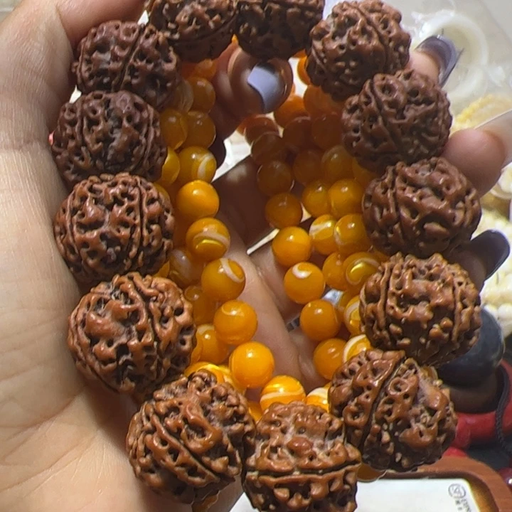 核桃手串/手链1.0/108金黄大白