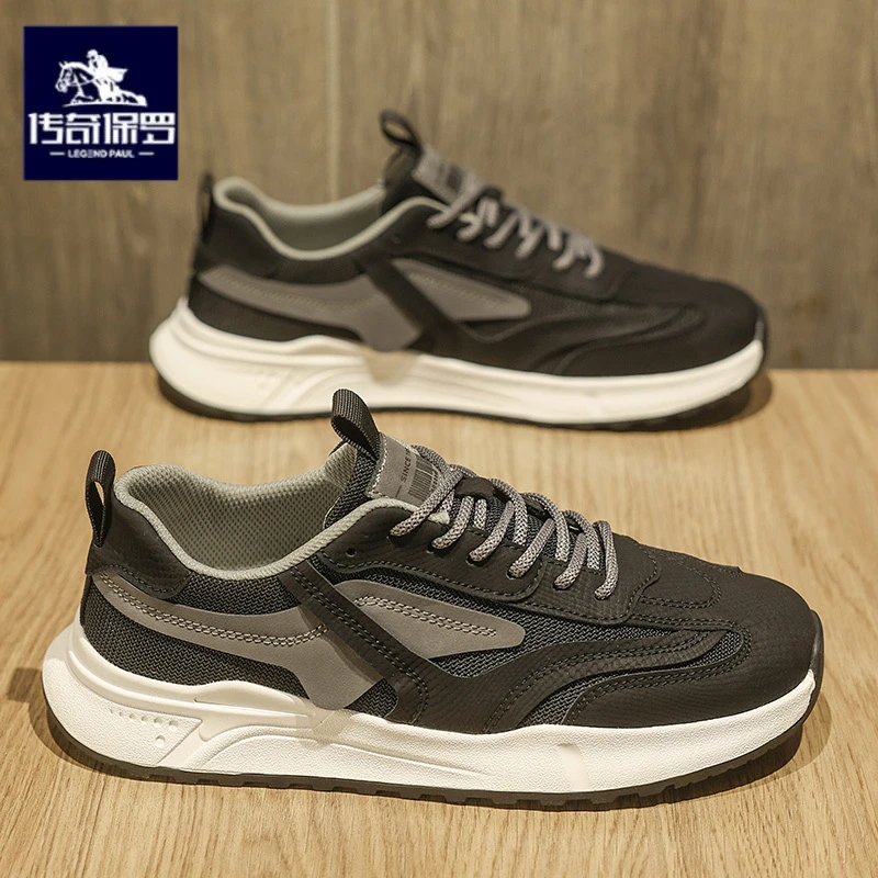 传奇保罗正版男鞋冬季青少年休闲运动鞋高级感百搭厚底耐磨阿甘鞋