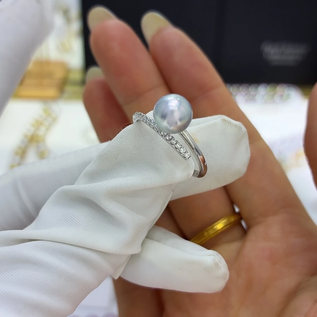 银S925镶嵌戒指海水珍珠