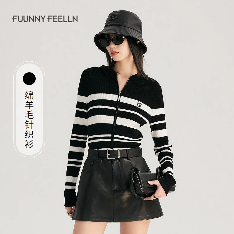 【扬子羊毛衫】FF仿佛冬季新款条纹针织衫长袖修身FZ01597W0