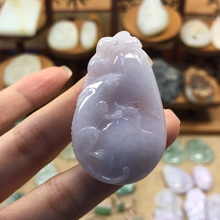 翡翠未镶嵌颈饰天然A货翡翠紫罗兰福瓜吊坠