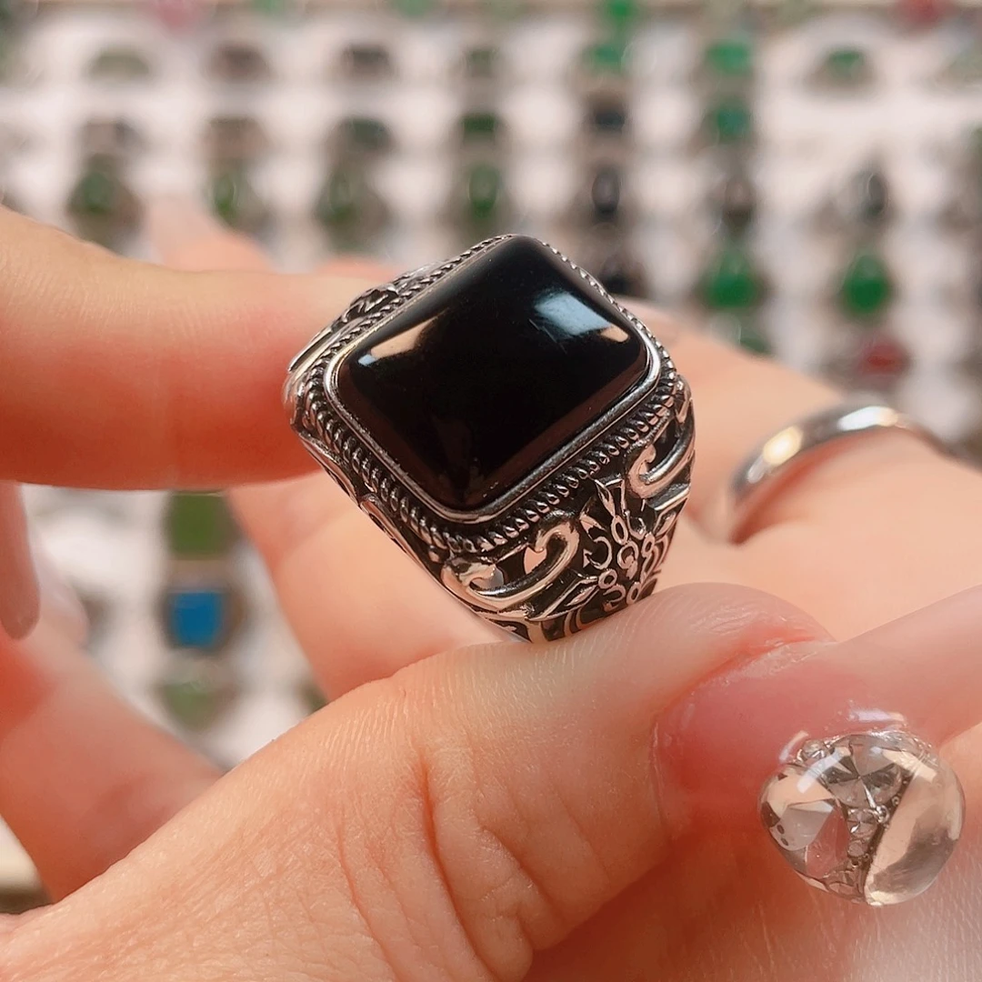 银S925镶嵌戒指玛瑙/玉髓