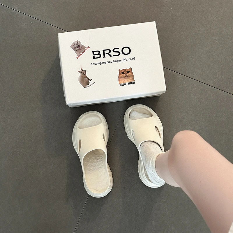 韩版时尚简约厚底增高凉拖鞋女2025夏季新款纯色休闲百搭一字凉鞋