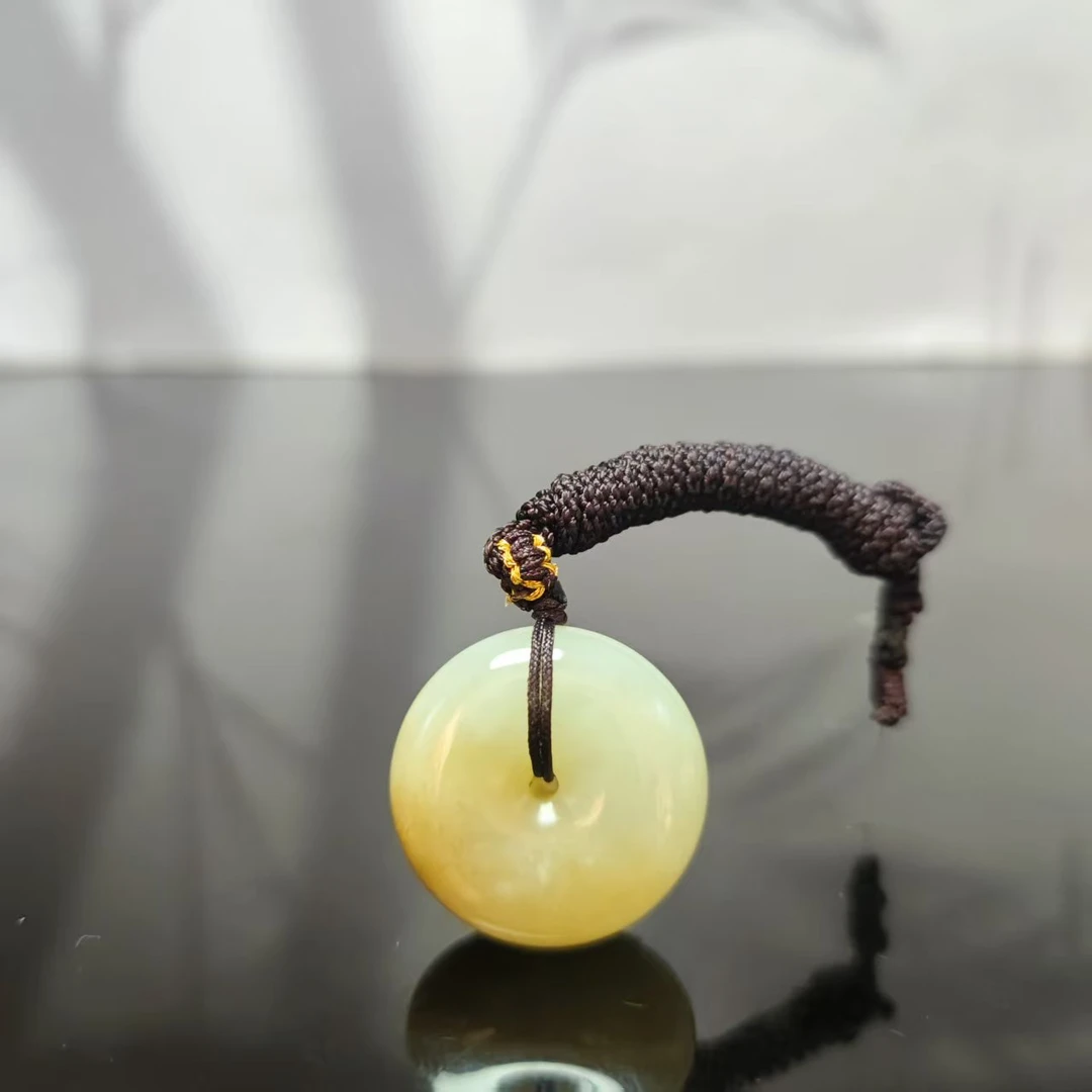 Z和田玉糖白平安扣吊坠1121