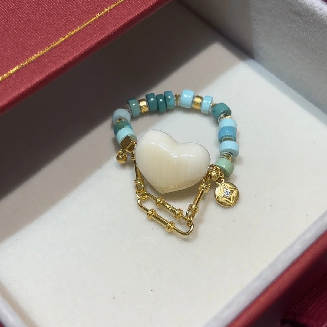 独独爱心绿松石戒指