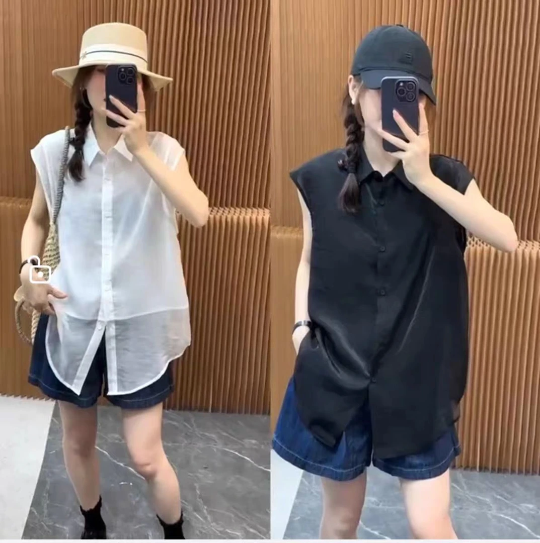 【婷姐家】欧货翻领双层拼纱韩系风别致小衫衬衫