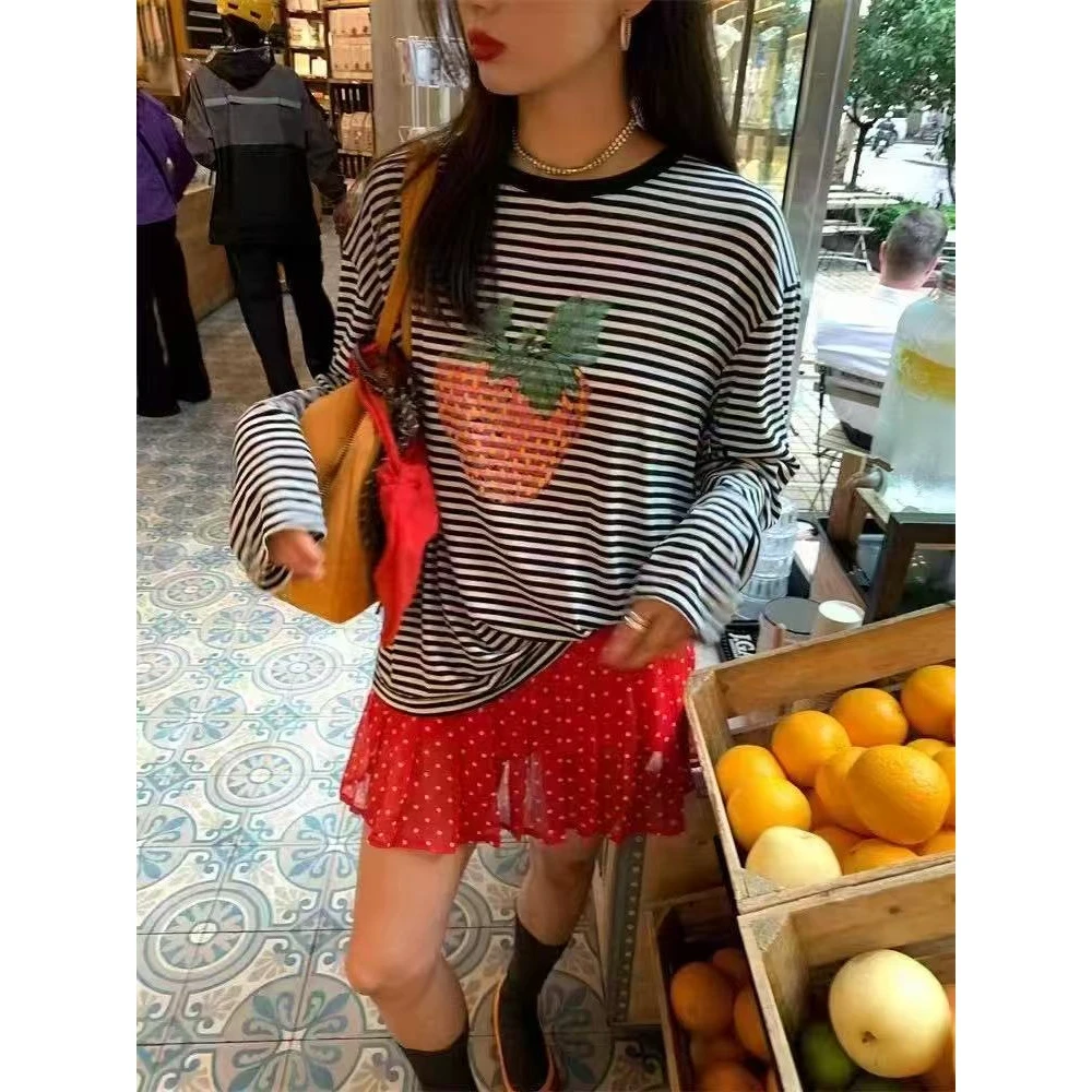 路一.韩国 Call my name 草莓防晒 条纹Tu25033106