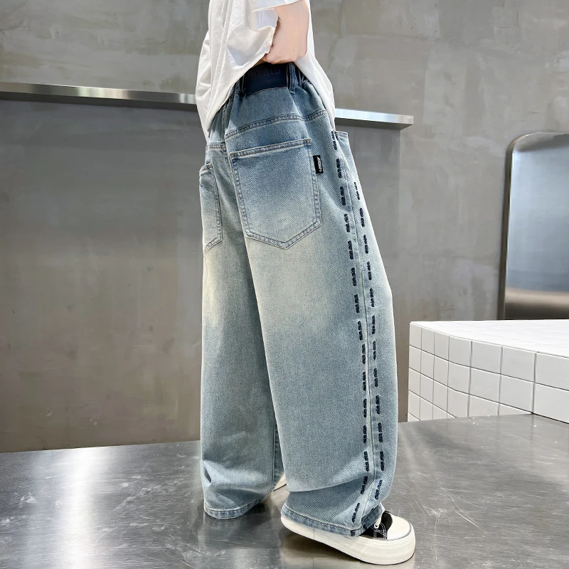 儿童装男童春装裤子2025新款中大童春季长裤男孩春秋款直筒牛仔裤