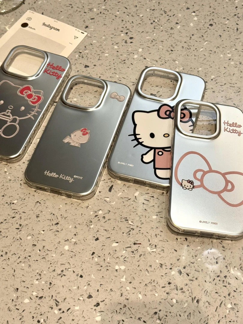 电镀哈喽kitty卡通创意手机壳13/14/15/16promax可爱防摔ins少女