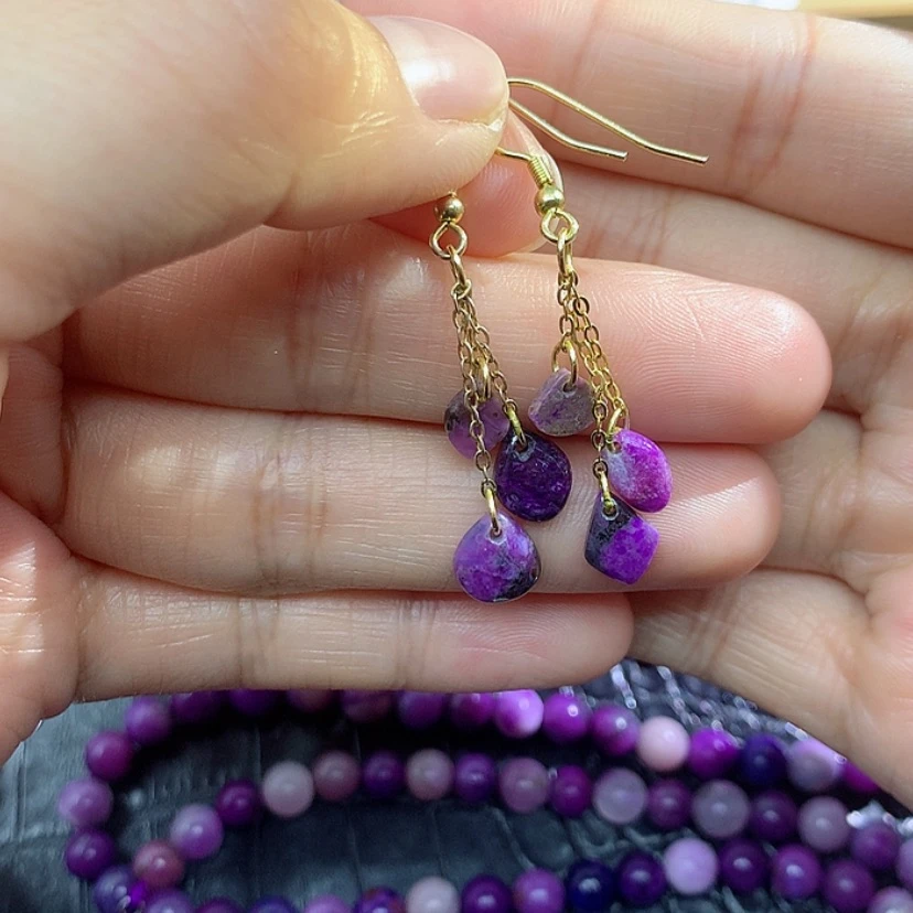 【闪购商品】苏纪石（舒俱来）银S925镀金镶嵌耳钩