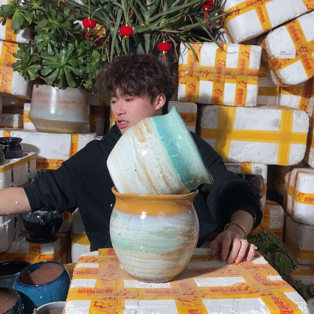 无铅玻璃宜兴紫砂花盆19/19