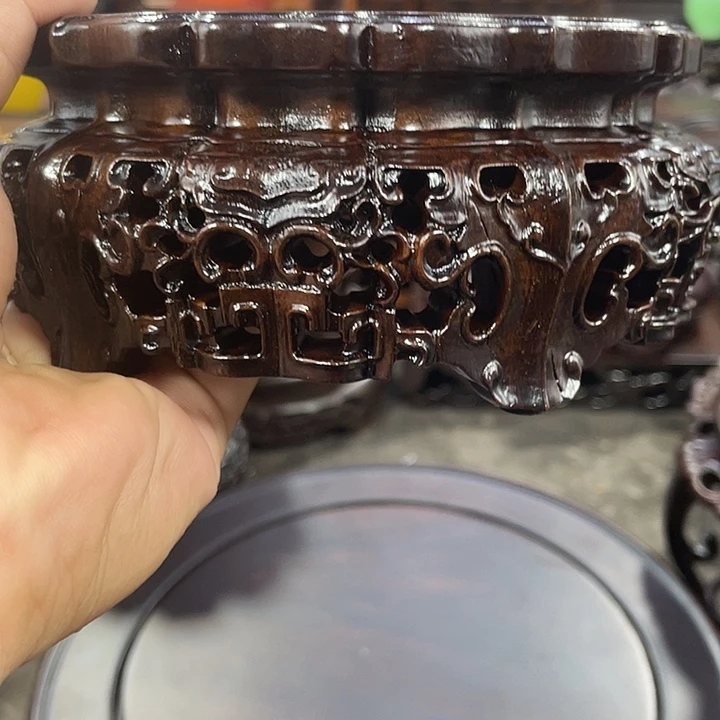 琉璃手工艺品红木底座工艺品