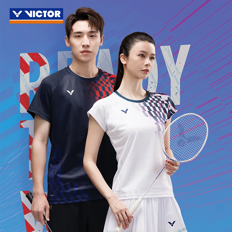 VICTOR/威克多羽毛球服圆领运动短袖比赛团队T恤半袖