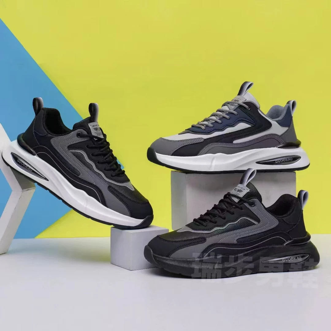 男士秋季皮面系带圆头时尚休闲鞋运动鞋轻便时尚百搭男鞋