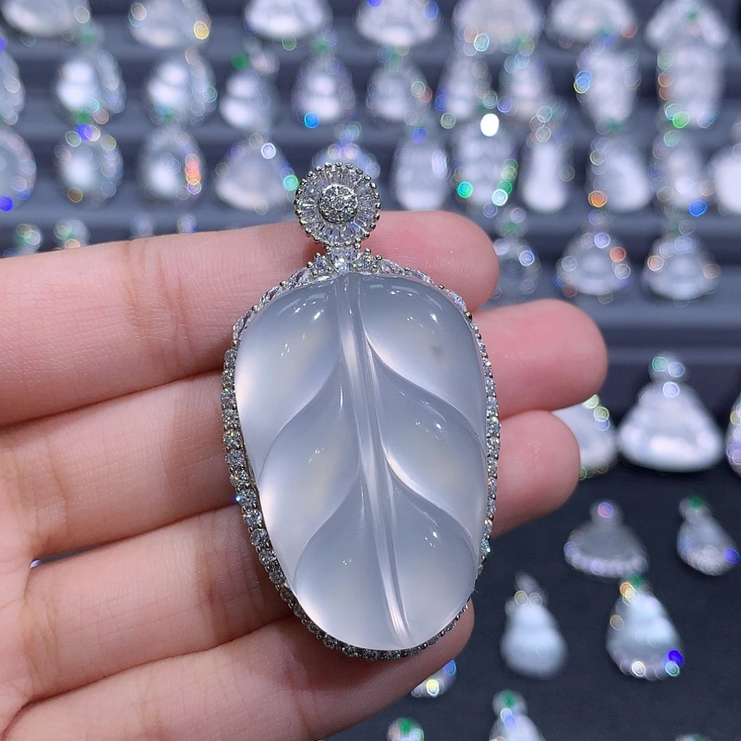 石英质玉银S925镶嵌吊坠(不含链)心**美