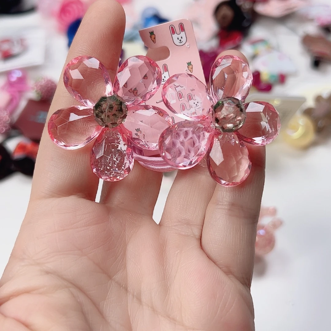 透色水晶儿童花朵发圈