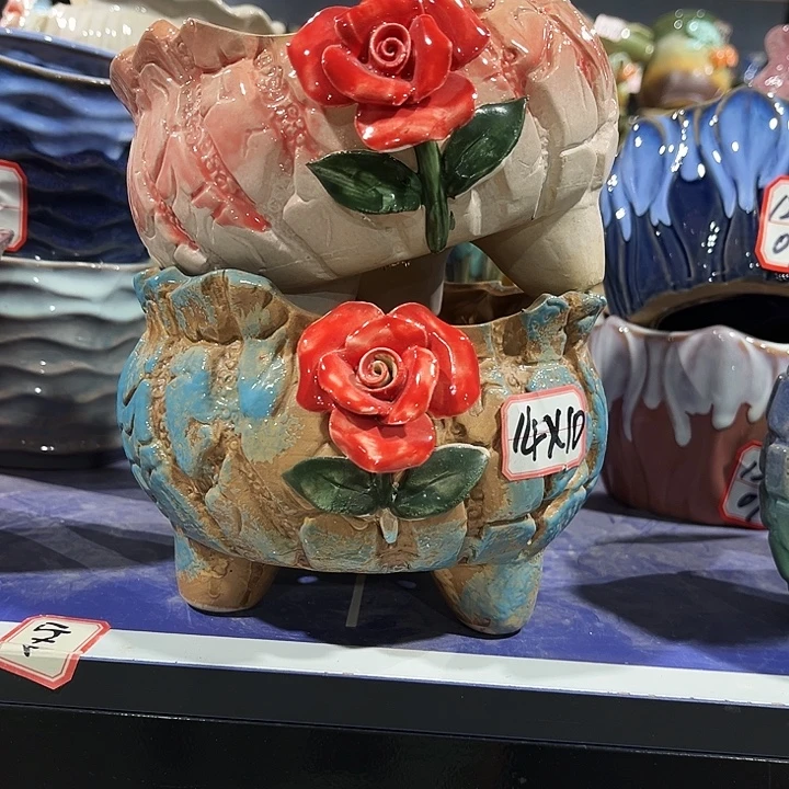 瓷片花盆多肉植物艺术品