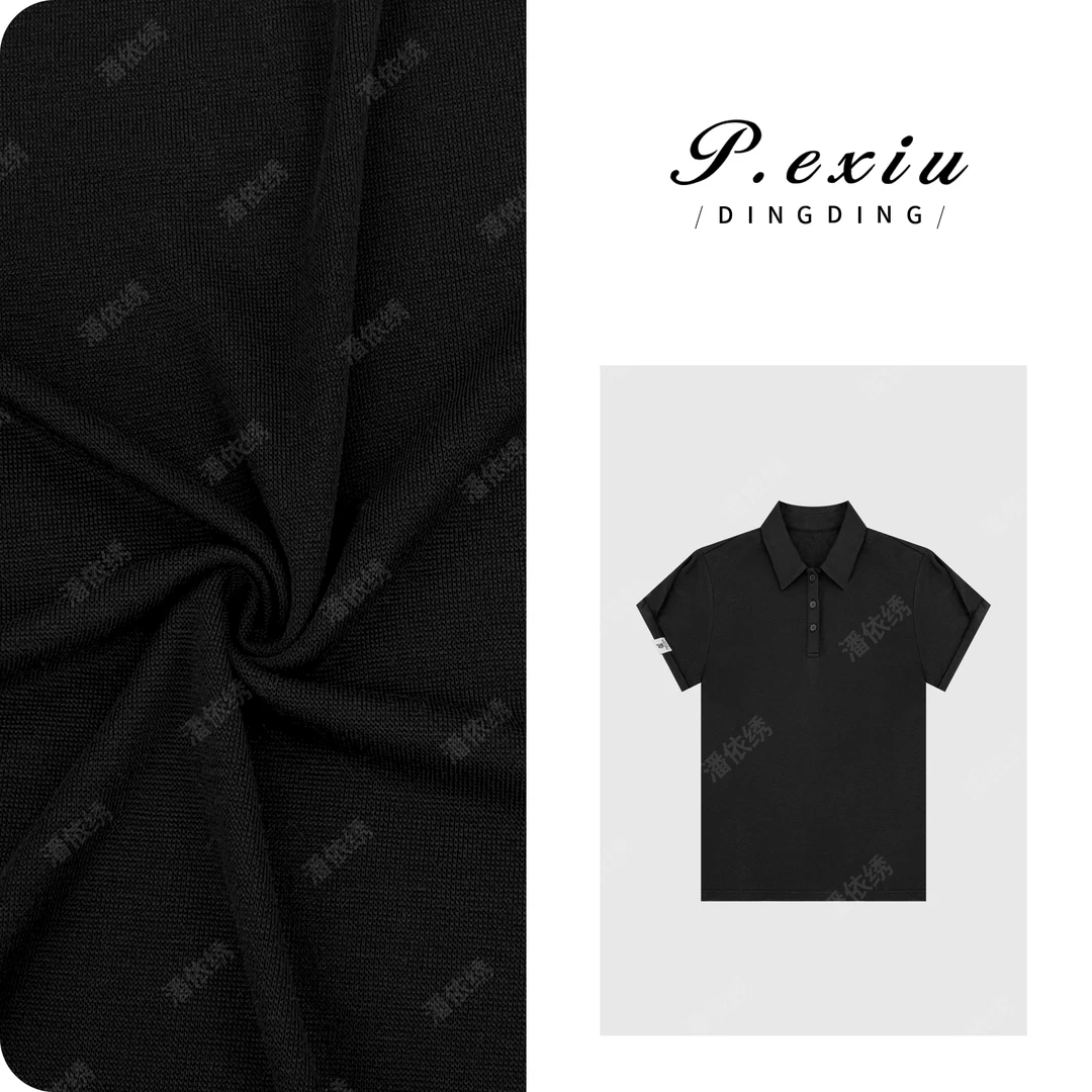PanYiXiu/潘依绣天-丝-羊毛英伦风Polo领短袖T恤 W-62838