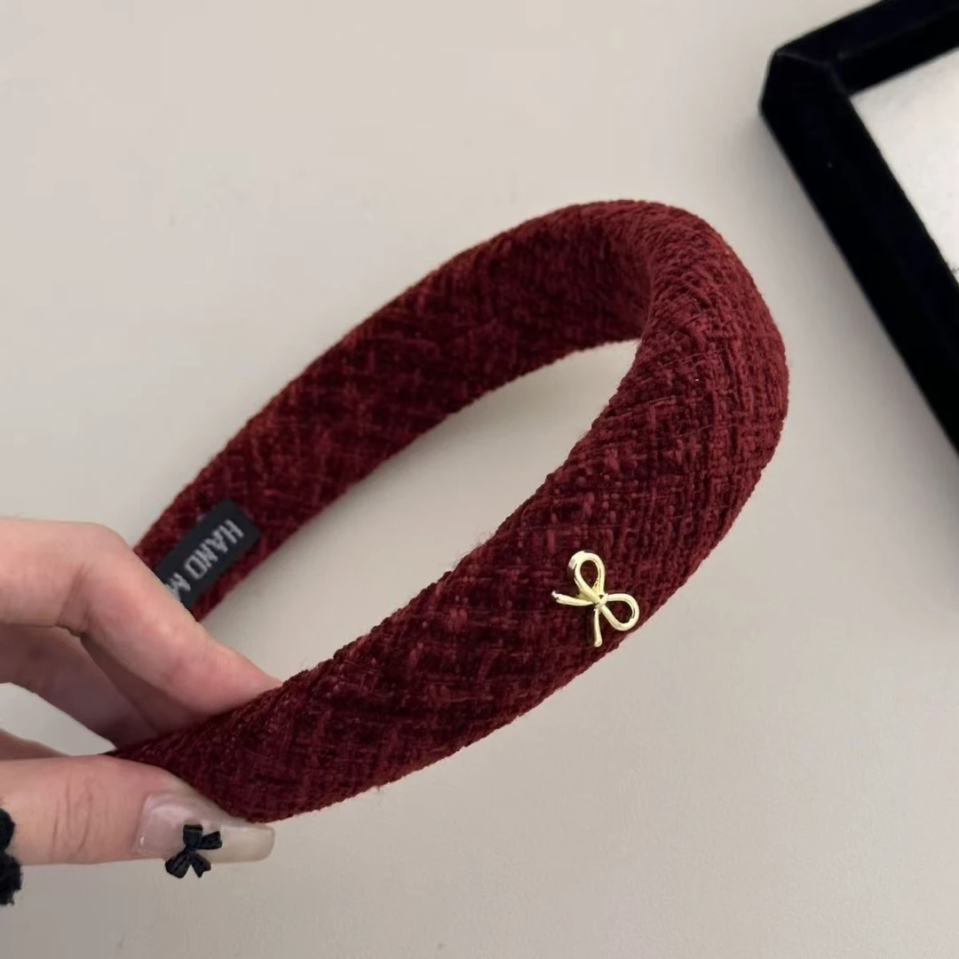 克拉红色毛绒发箍女小香编织高颅头箍高级发饰X