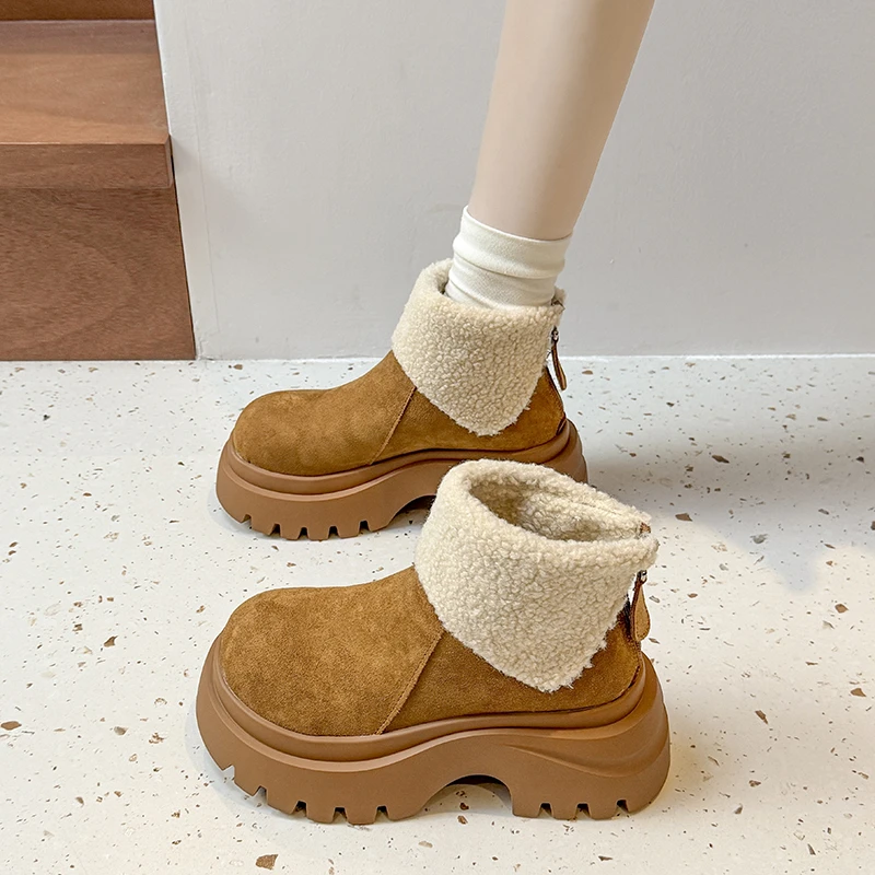 7CM增高厚底小个子勃肯马丁靴女2025秋冬新款时尚加绒保暖雪地靴