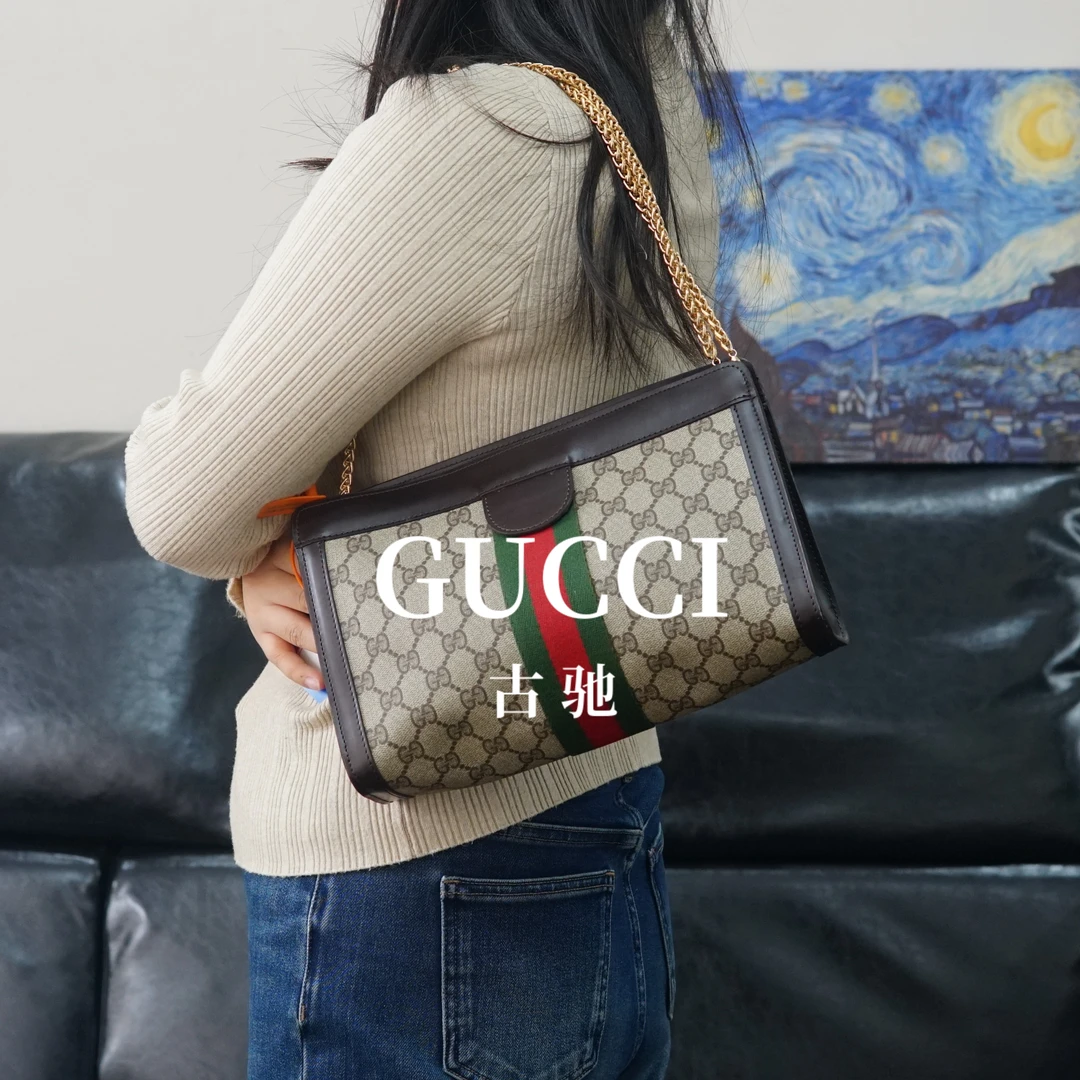 95新 GUCCI/古驰 老花链条单肩包/FYJJ11809426/9426