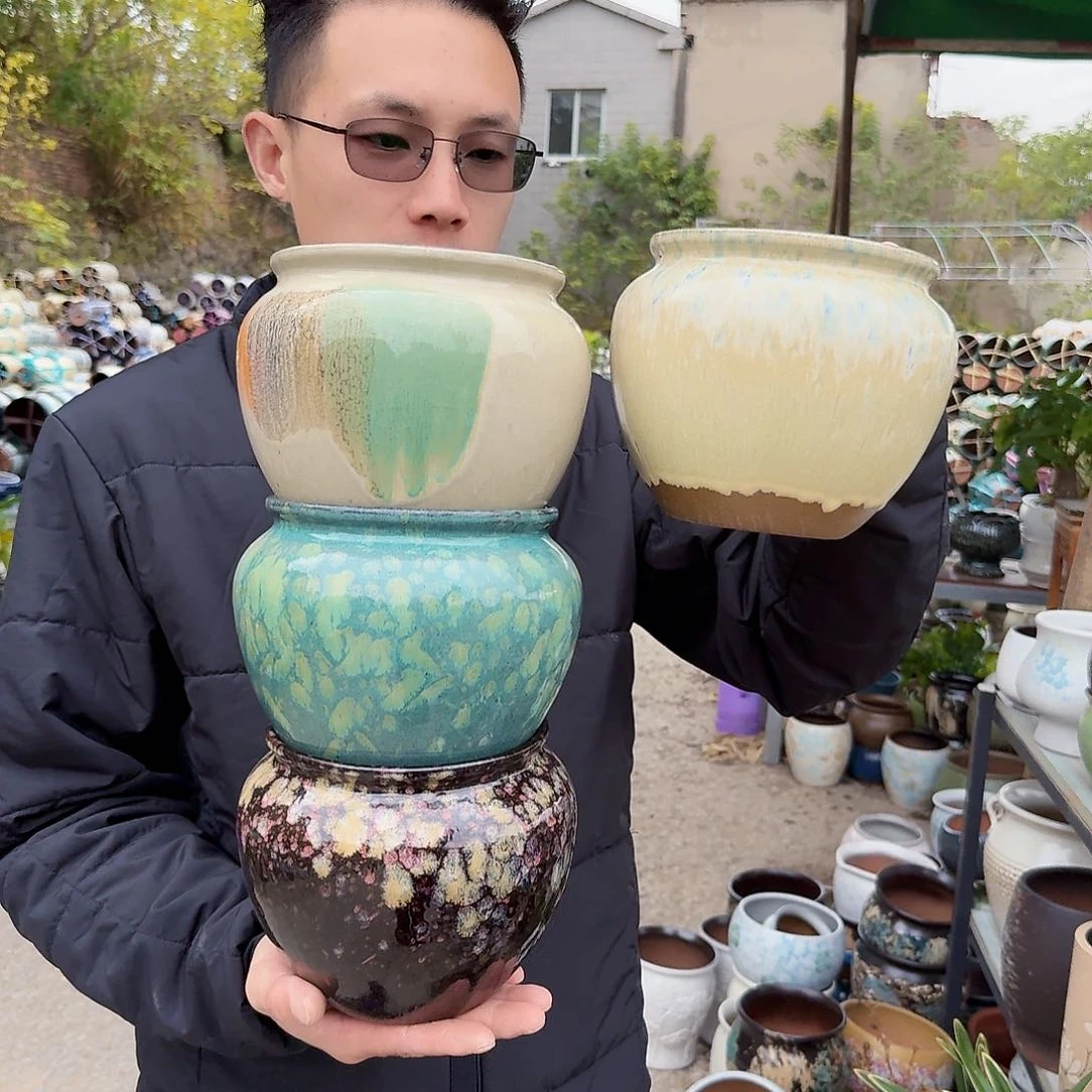 紫砂花盆口15高15（四个苹果