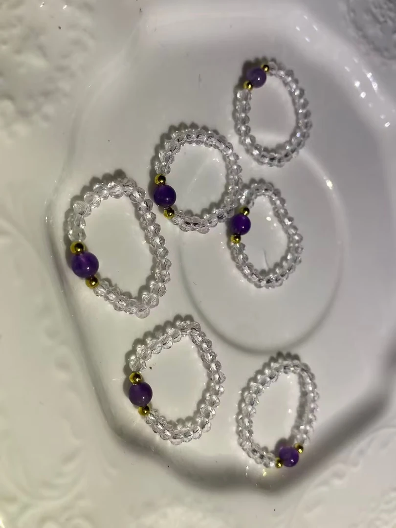 晶禧新粉关注福利 天然紫水晶 海蓝宝 石榴石戒圈五选一