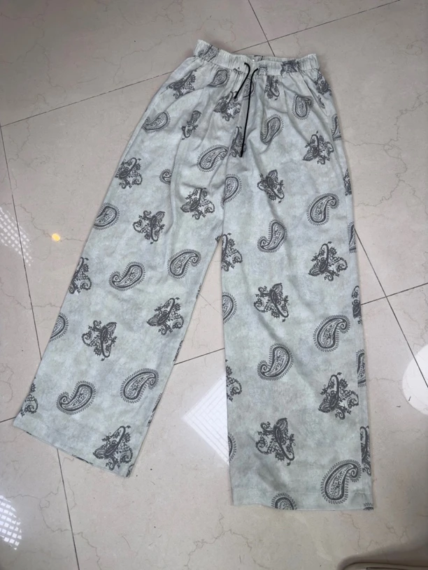 新款印花巴旦木休闲阔腿裤