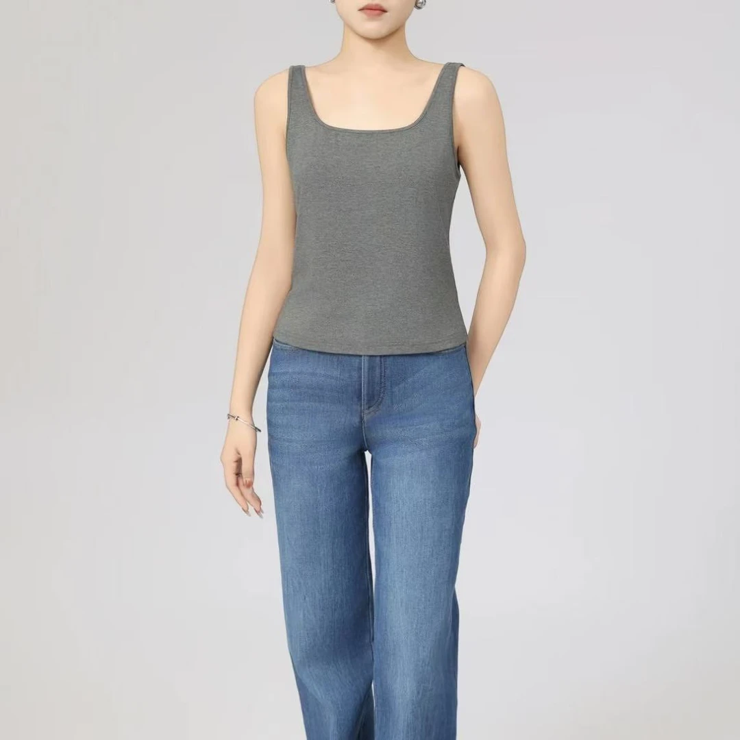 GIRDEAR/哥弟早春新款修身无袖T恤舒适百搭打底背心130074简约