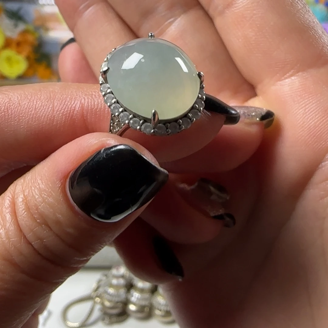 翡翠银S925镶嵌戒指