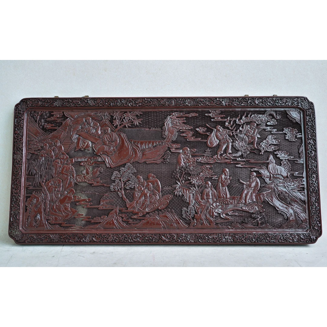 文华开物第162期拍品 17 清代 漆器雕罗汉图挂屏