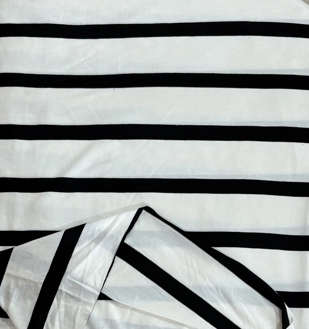 黑白条莫代尔面料两米