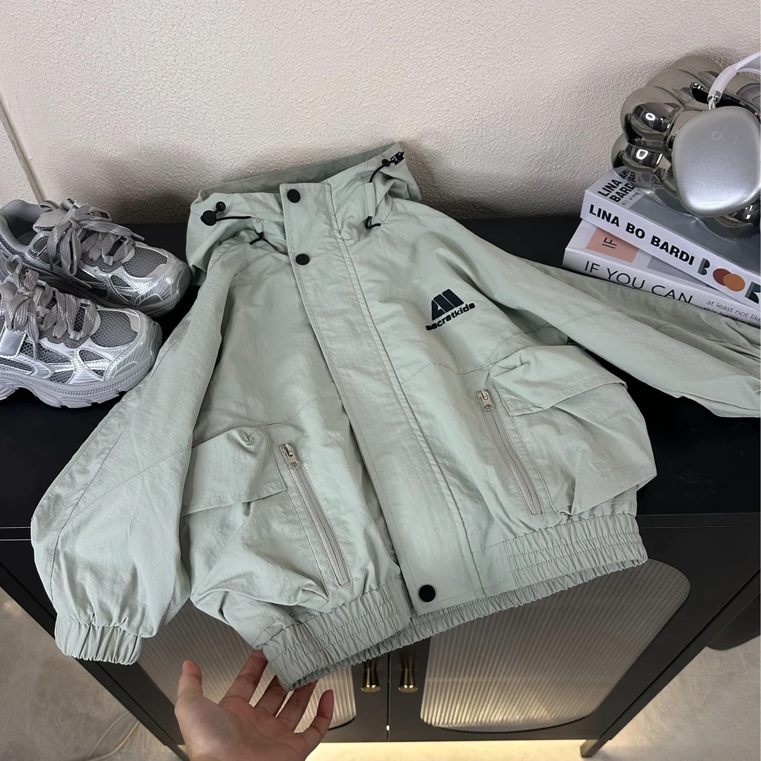 【小众潮牌工装风】2025春新款儿童连帽拉链衫春装帅气韩版薄款外套