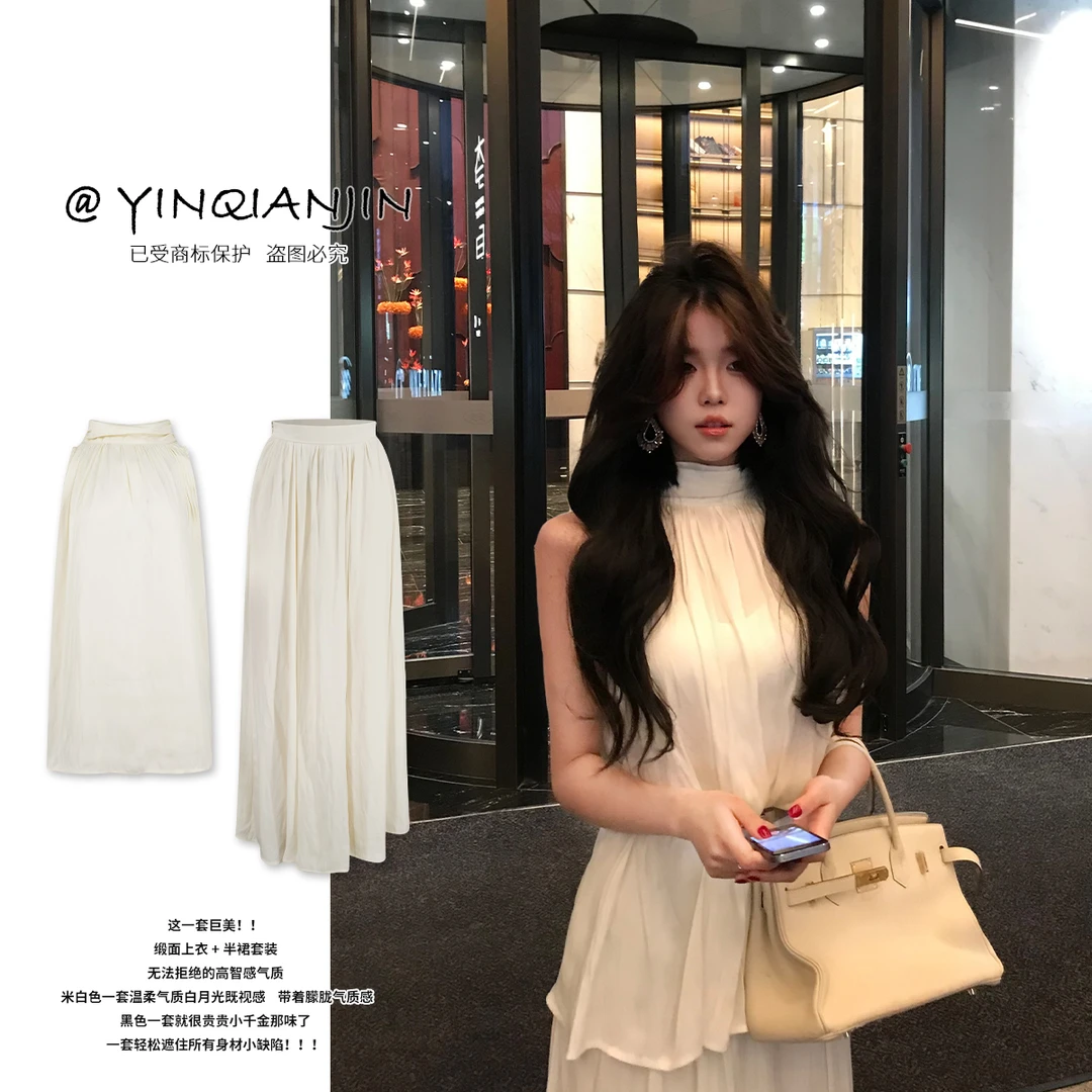 尹千金【女神降临HD】春季带疏离清冷气质感无袖不规则套装Z255271