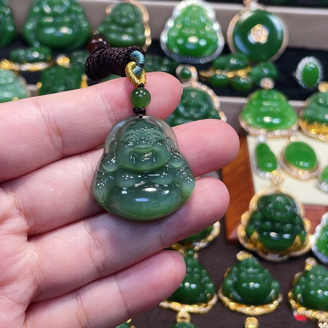和田玉（碧玉）未镶嵌吊坠(不含链)用****7猫眼佛公30