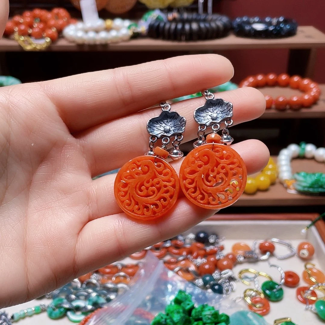 翡翠未镶嵌耳饰饰品