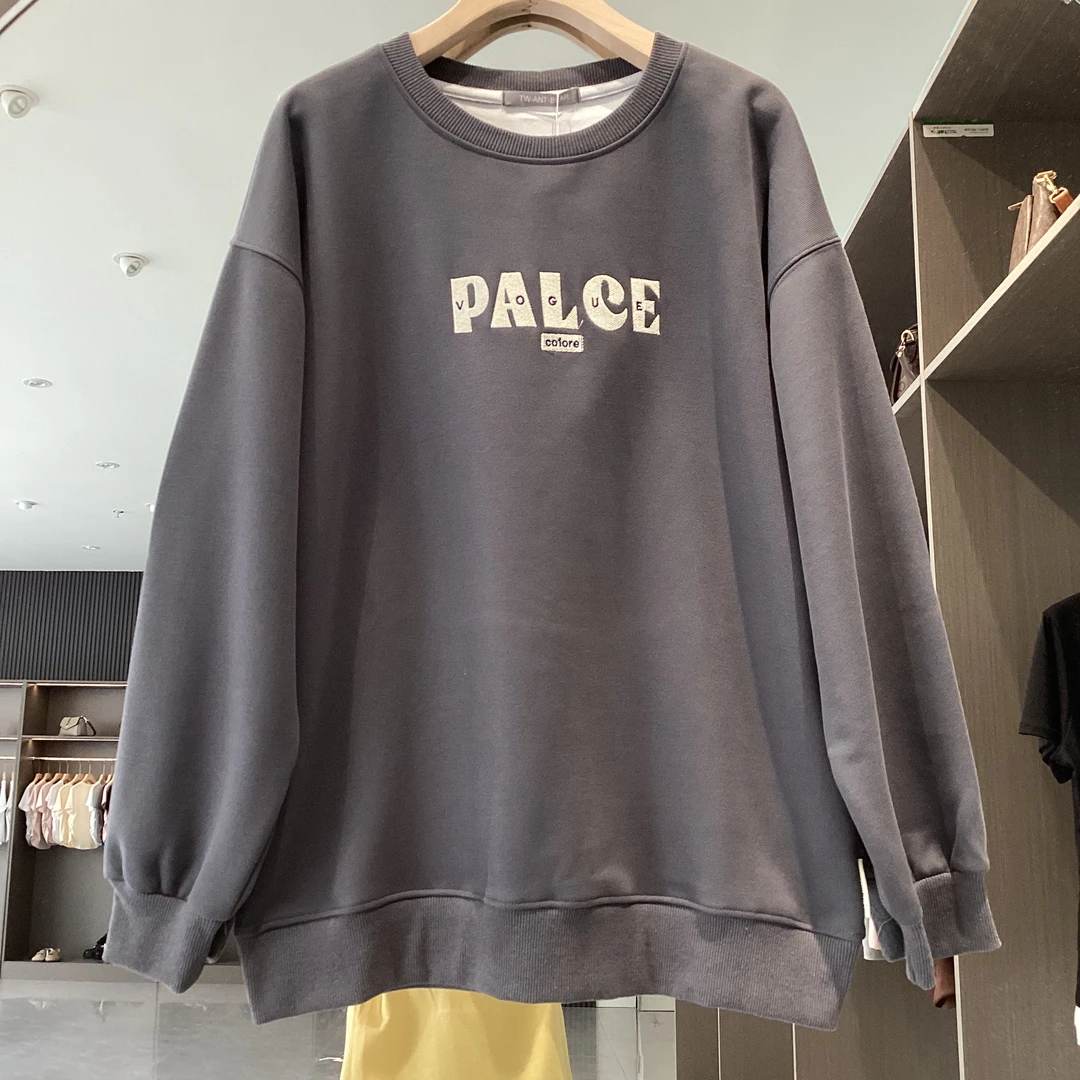 N-5  TW-5125春秋款连帽长袖时尚字母刺绣卫衣女衣长65胸围118