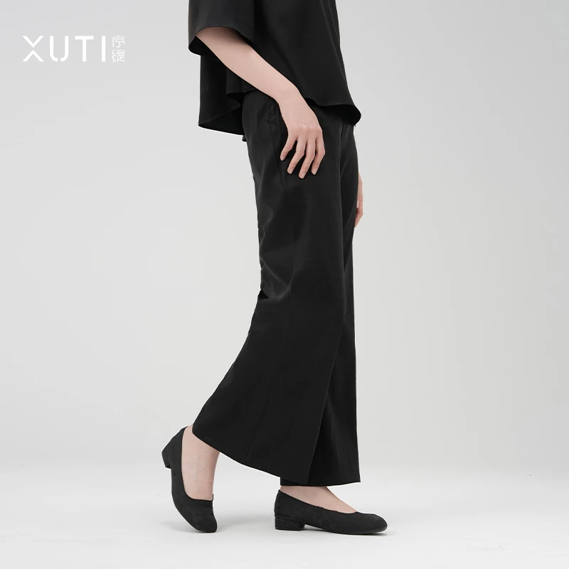 序缇夏季新款国风复古新中式女装桑蚕丝百搭裤子H86-12518