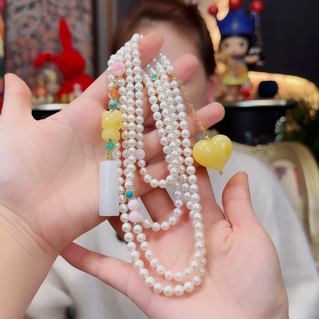 18K金镶嵌手串淡水珍珠斜挎