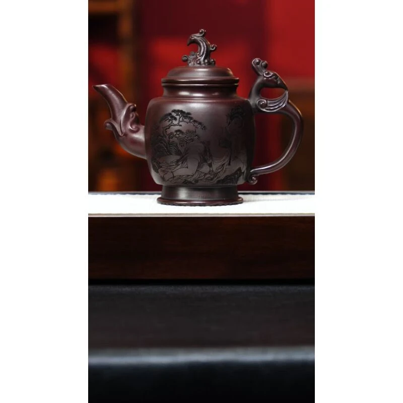 宜兴紫砂 凤舞九天 铁血红砂 高运 600cc h194