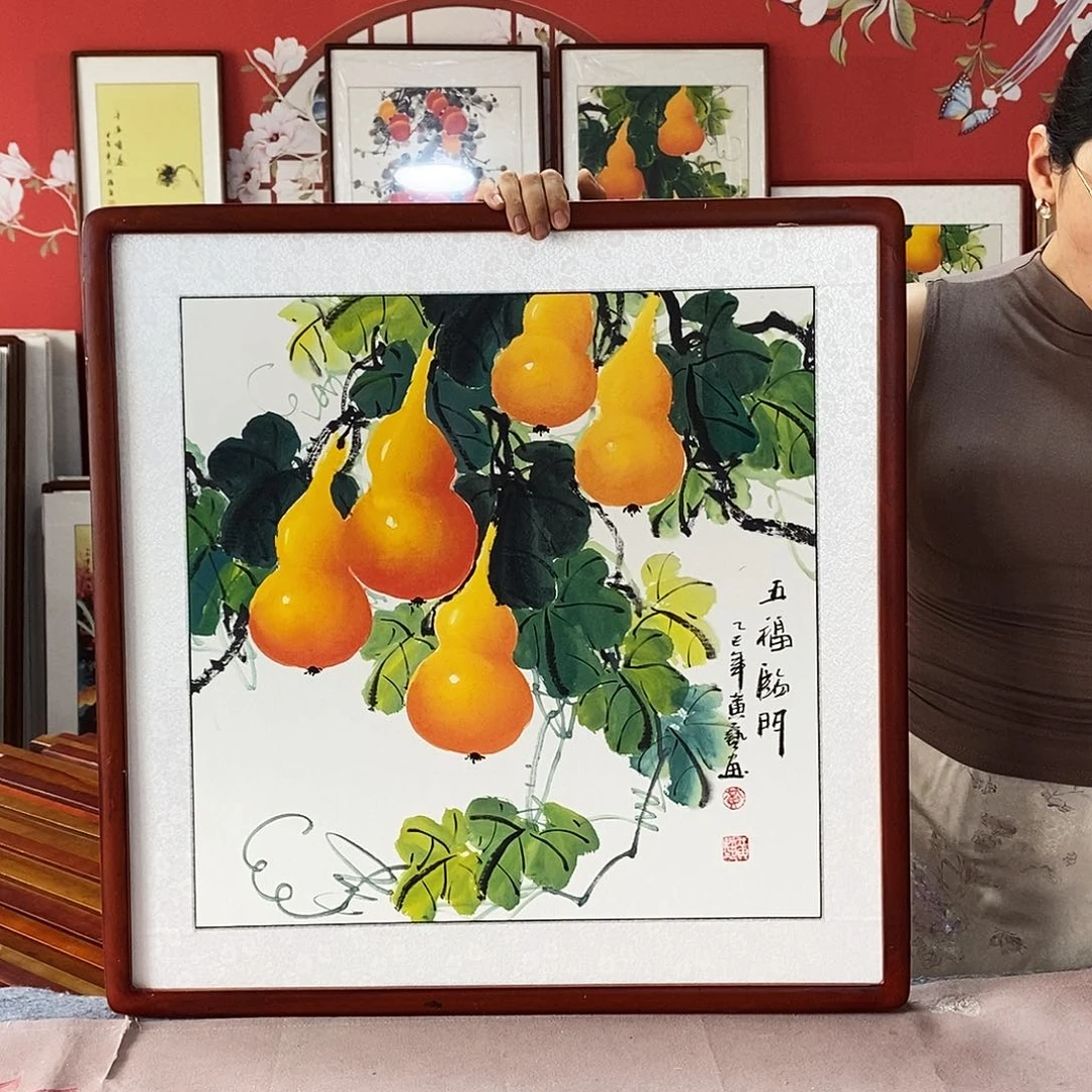 国画手写手绘带框包邮62✖️62国画作品