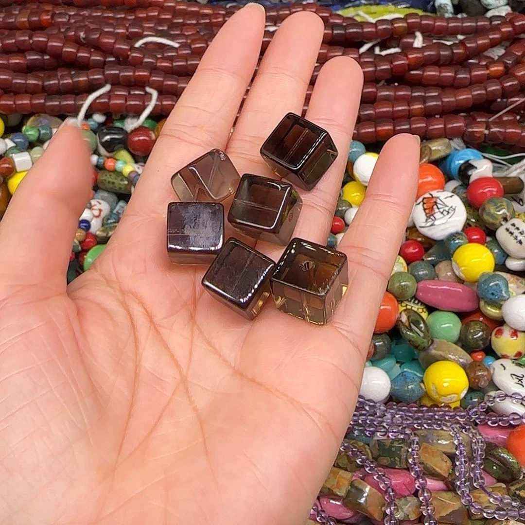 玛瑙/玉髓合金珠宝半成品茶晶12mm2颗