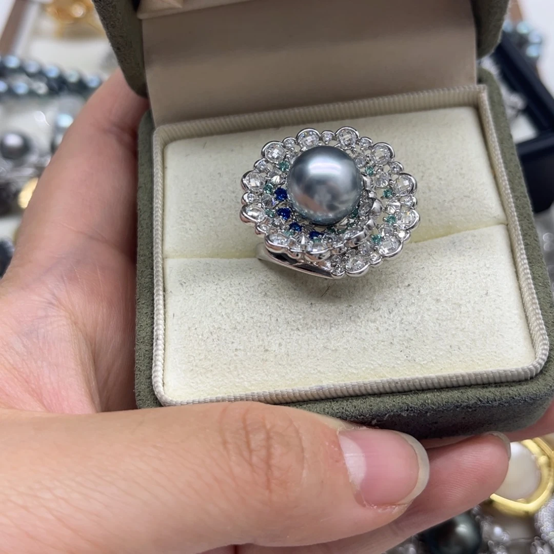 银S925镶嵌海水珍珠戒指