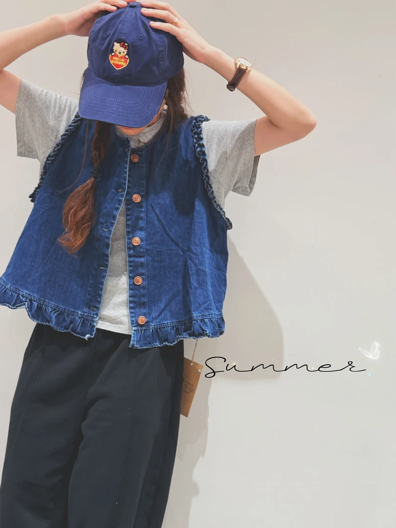 夏小朵 木耳边牛仔马甲 时尚潮流休闲百搭宽松拼接马甲