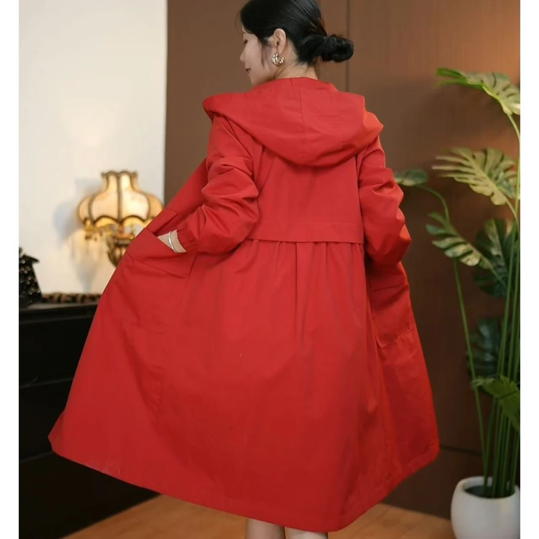 {双层正品}带里衬风衣外套女春秋季大口袋薄款中长款韩版宽松