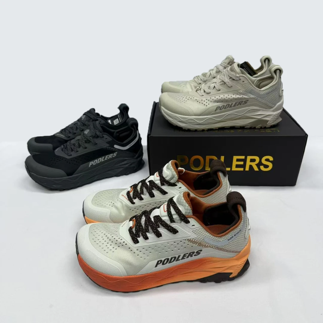 PODLERS玻德利宽楦男女士轻便越野跑鞋软厚底增高缓震防滑情侣鞋