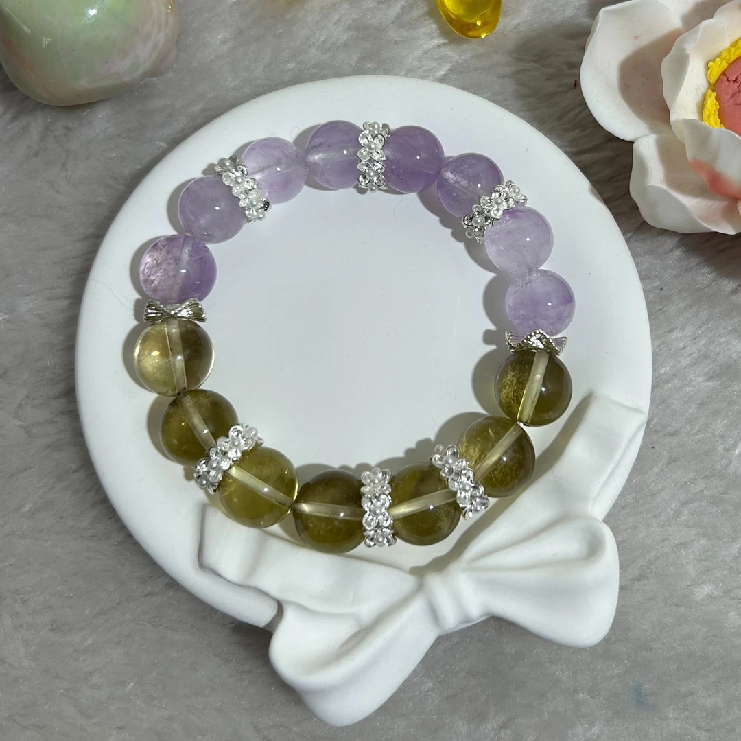 B14半山半水紫黄色系设计师款水晶手串