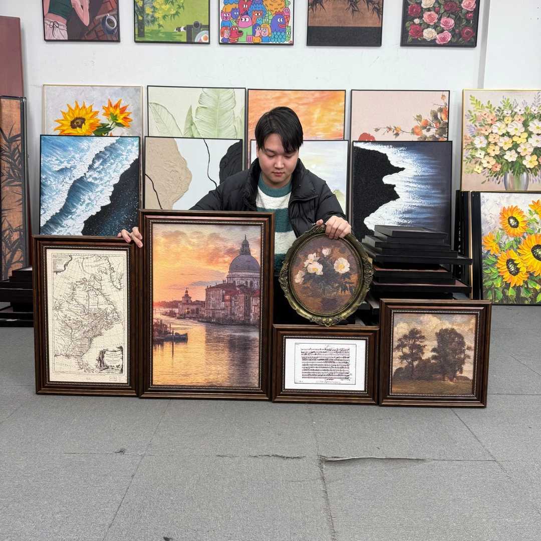 北欧复古静物城堡沙发背景墙装饰画法式客厅挂画现代组合500