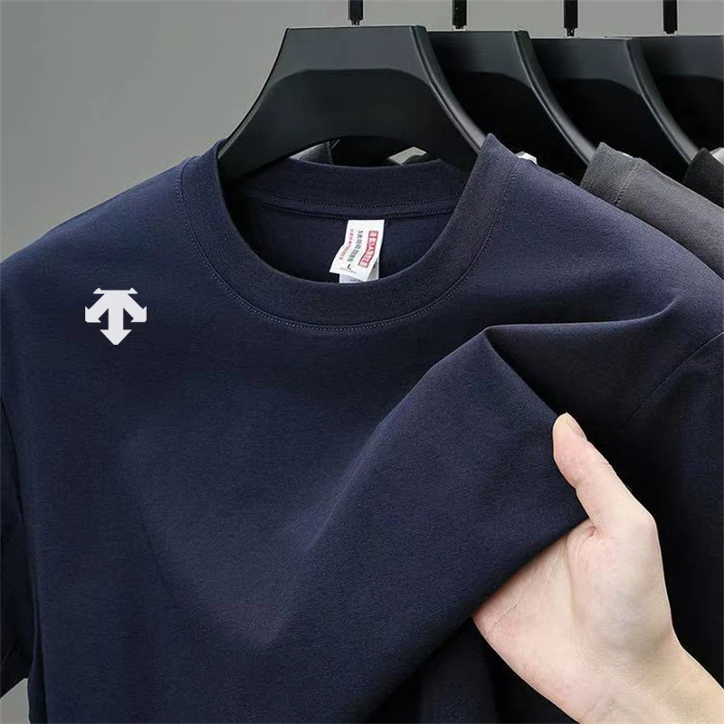 迪桑T恤男短袖2025夏季新款高档户外休闲百搭圆领无痕液氨棉男装