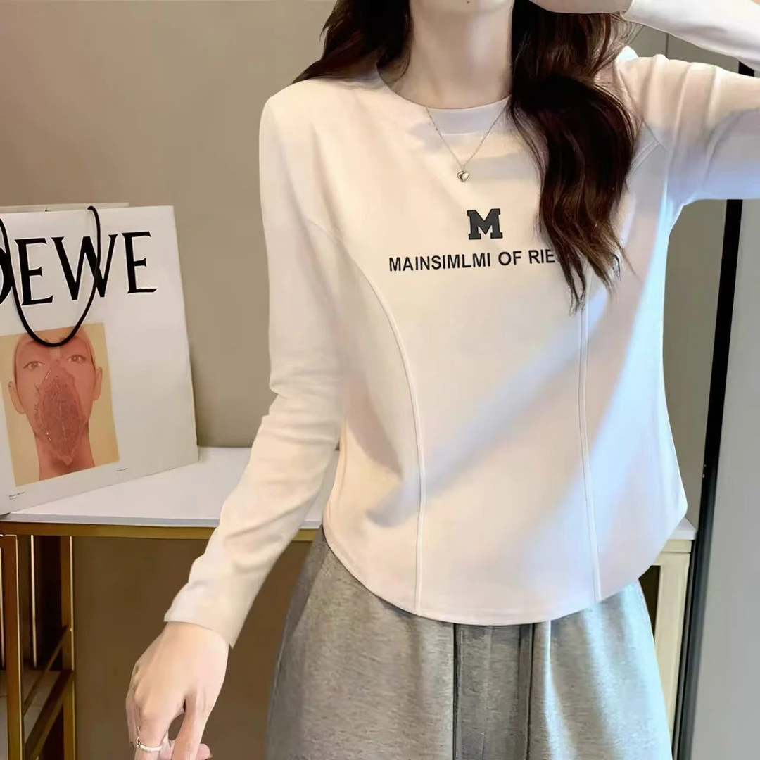 大码春款显瘦长袖遮肉无骨设计感打底衫9375（110-200斤）